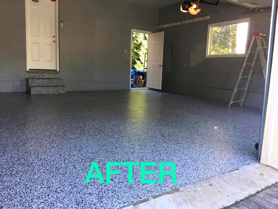 Garage floor after flake system